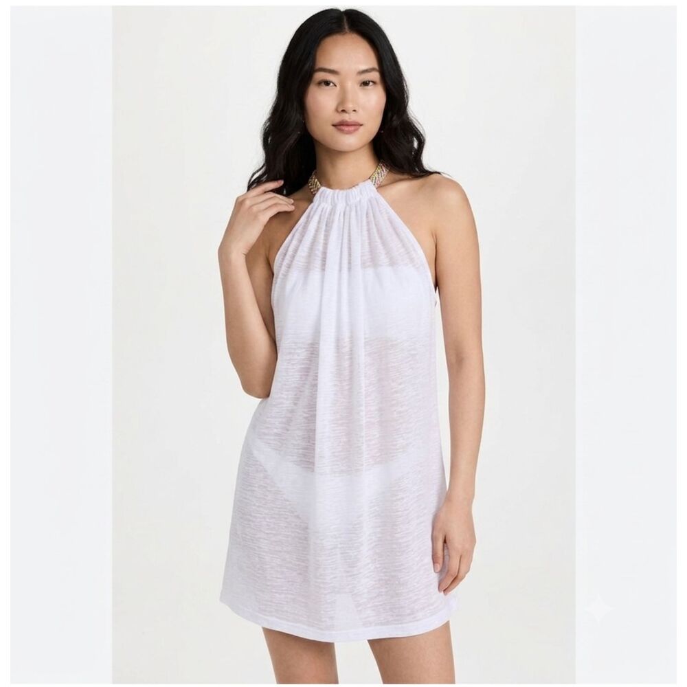 🏝️ Pitusa Aegean Mini Cover Up Dress White Braided Straps Standard NWT